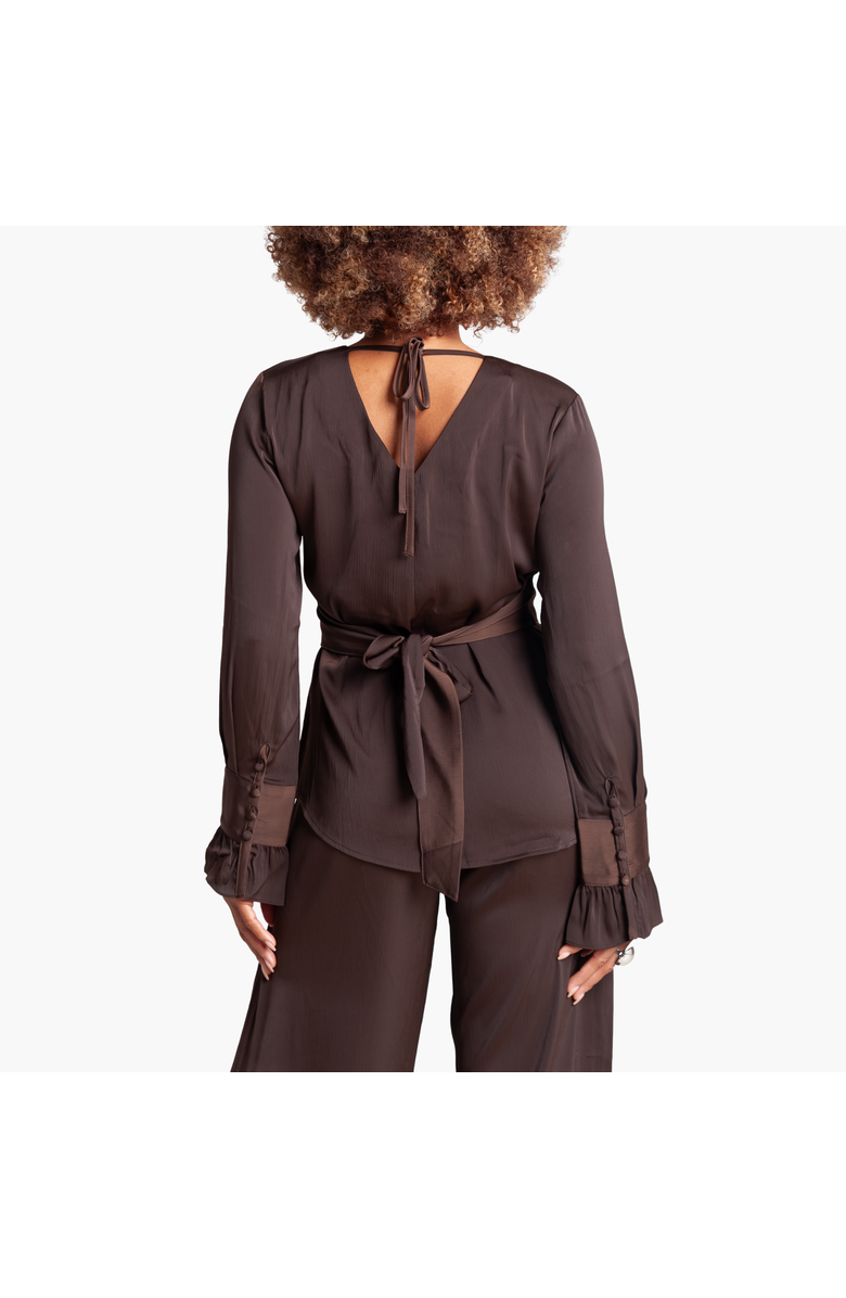 RICHANTEE Long Sleeve Wrap Top, Alternate, color, Brown