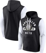 FANATICS Men's Fanatics Black/White Brooklyn Nets Attack Colorblock Pullover Hoodie