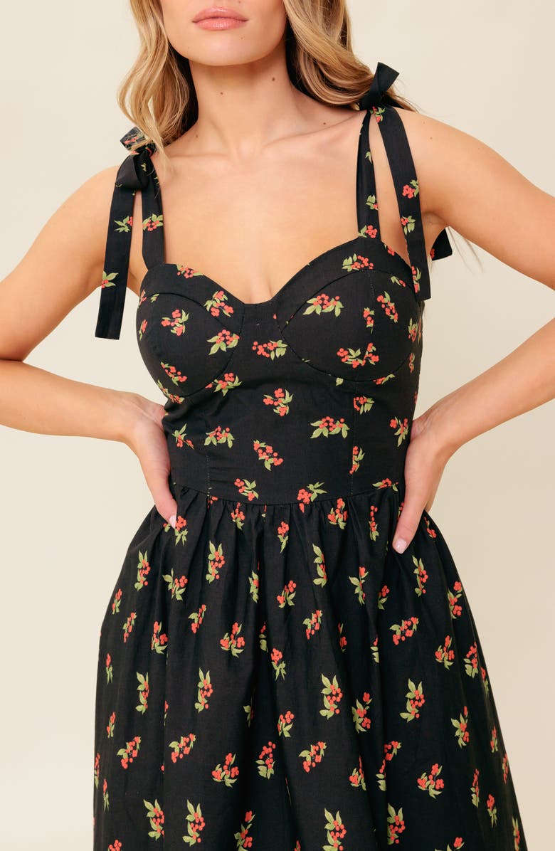 FLYING TOMATO Cherry Fit & Flare Midi Dress, Alternate, color, 