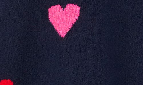 Cece Heart Pattern Crewneck Sweater In Blue