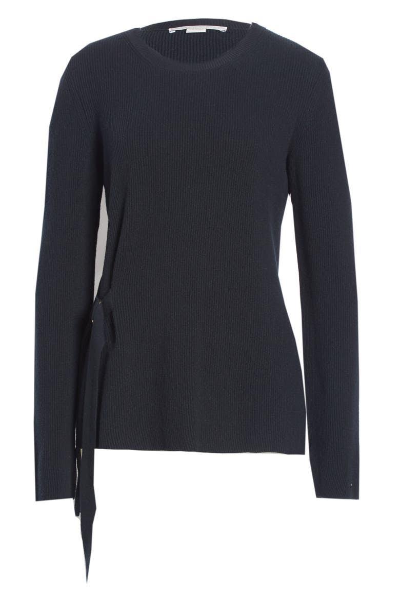Side Buckle Rib Knit Sweater, Alternate, color, BLACK