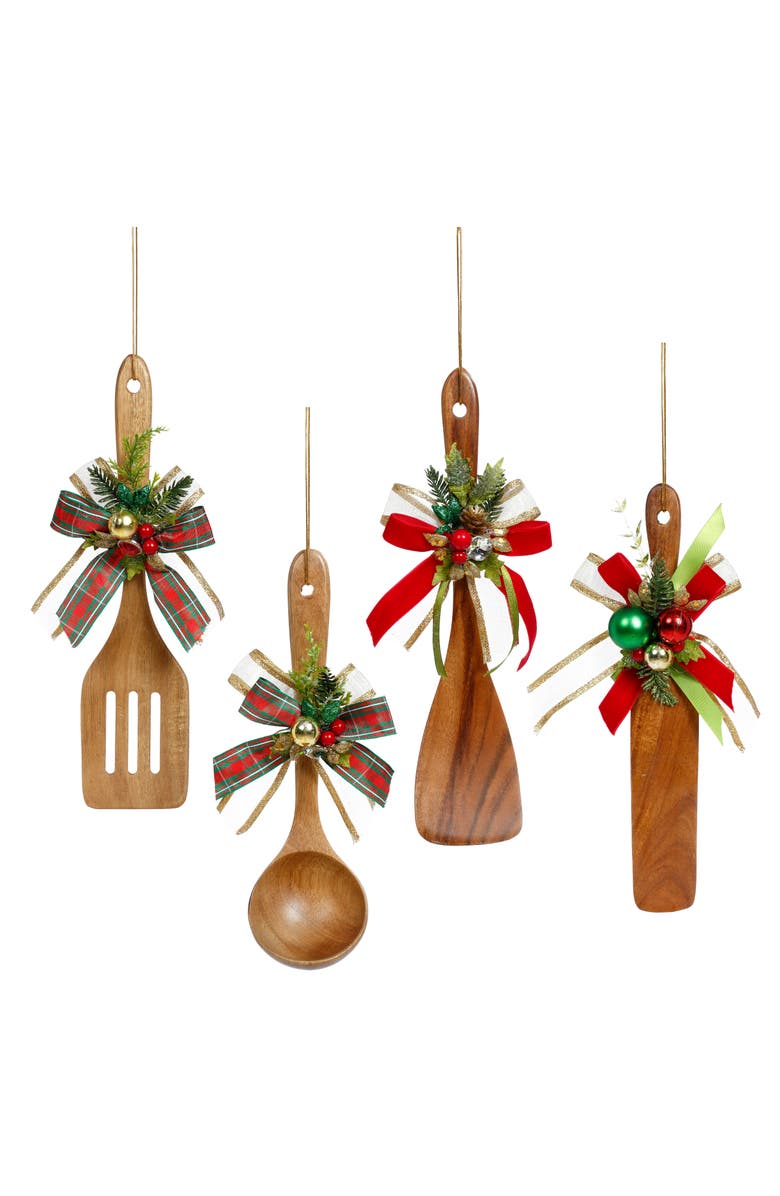 Mark Roberts Spoon with Trims Ornament, Set of 4, Main, color, Brown