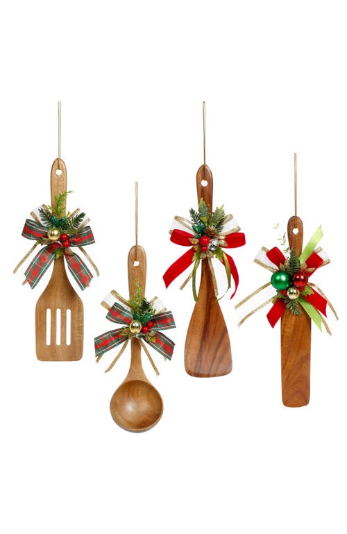 Mark Roberts Spoon With Trims Ornament, Set Of 4 In Brown