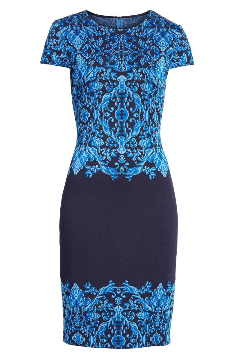 St. John Collection Cool Tones Brocade Knit Dress, Alternate, color, 
