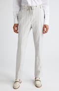 Eleventy Slim Fit Stripe Drawstring Waist Virgin Wool Blend Pants