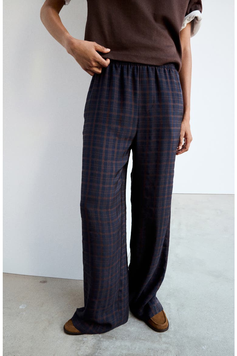 Dara Plaid Straight Leg Trousers, Alternate, color, BLUE
