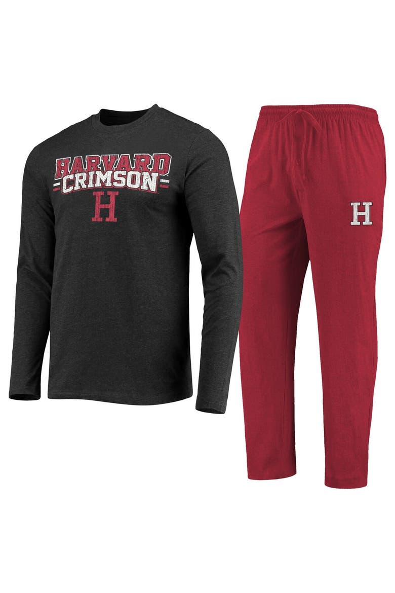 Men's Concepts Sport Crimson/Heathered Charcoal Harvard Crimson Meter Long Sleeve T-Shirt & Pants Sleep Set, Main, color, Crimson