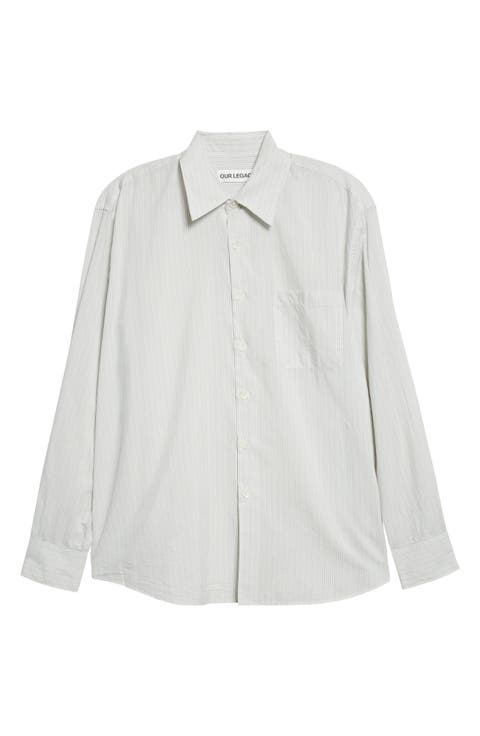 Above Stripe Cotton Blend Button-Up Shirt