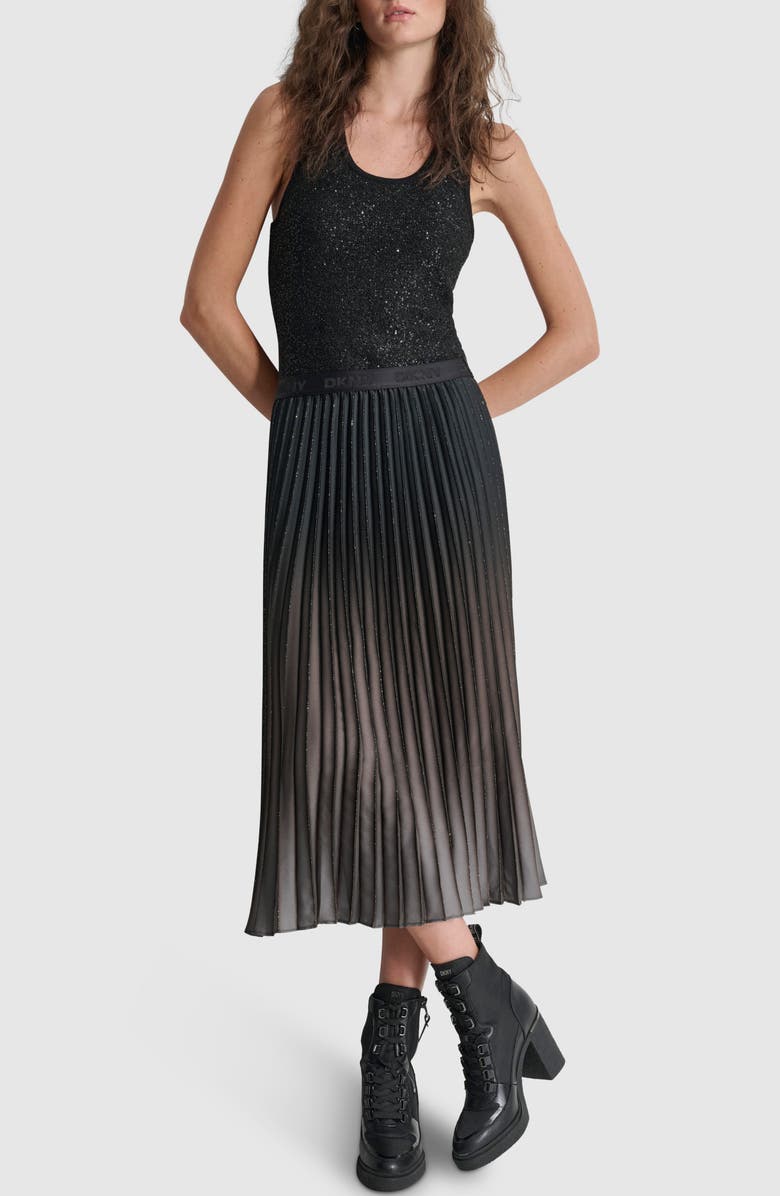 DKNY Ombré Pleated Foiled Skirt, Alternate, color,