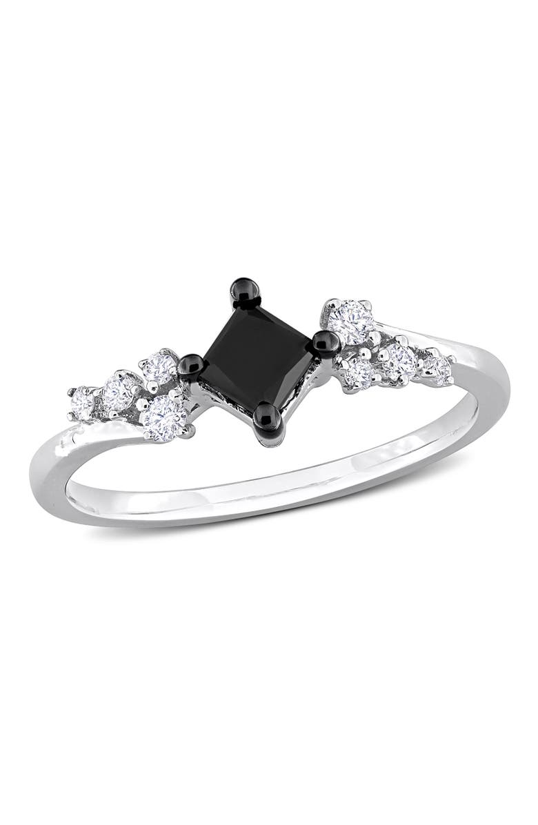 Julianna B. Black & White Diamond Princess-Cut Cluster Ring 14k, Main, color, 14K White Gold