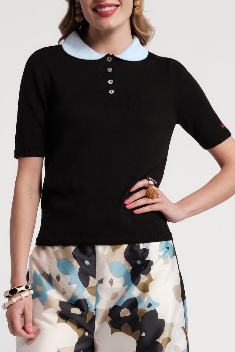 Clara Knit Colorblock Shell Top, Main, color, Black/Light Blue