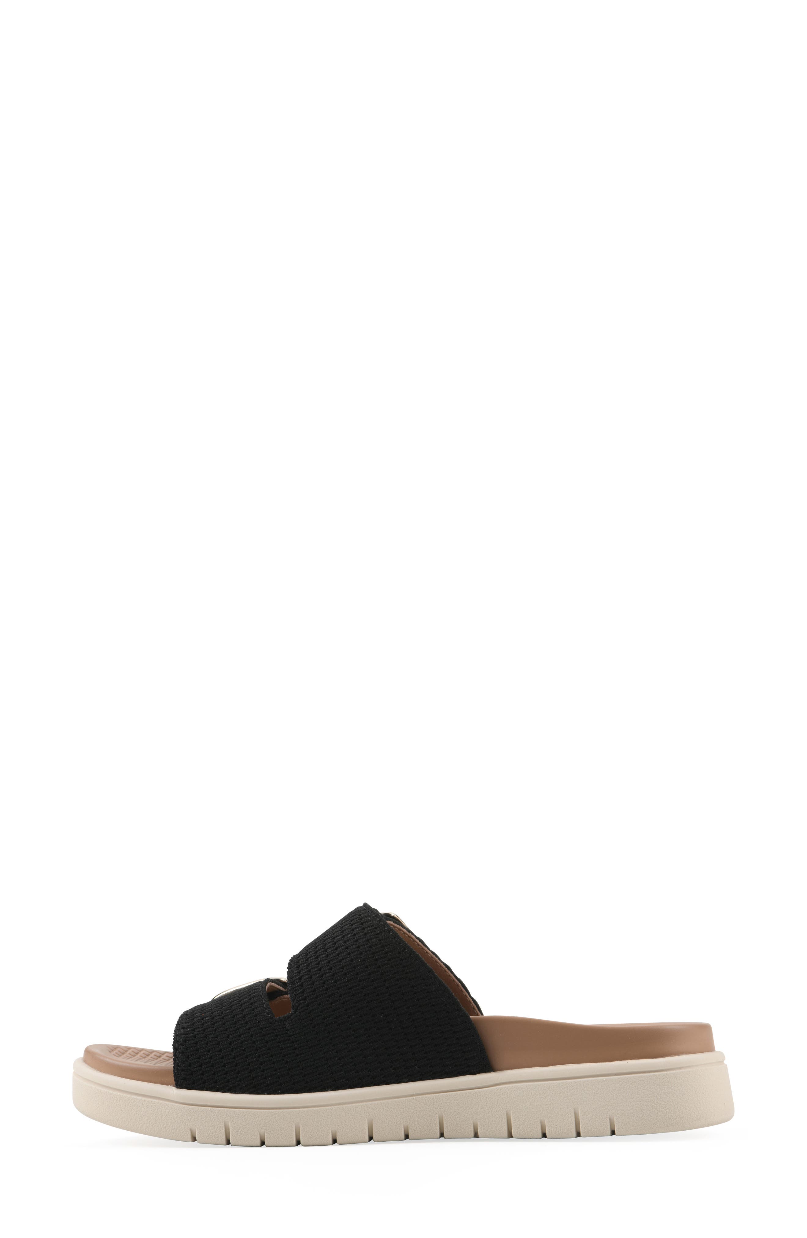 White Mountain Footwear Nanny FOM Recovery Slide Sandal, Alternate, color, Black/ Fabric