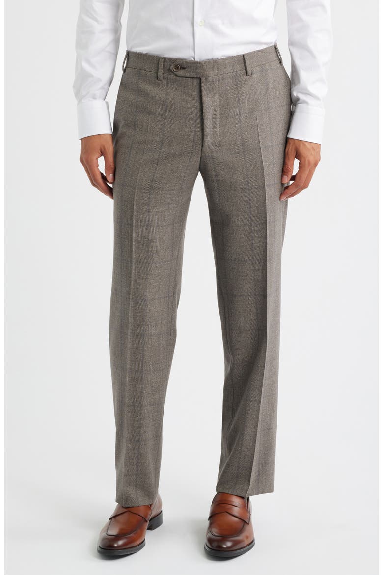 Siena Regular Fit Brown Glen Plaid Impeccabile Wool Suit, Alternate, color, BEIGE