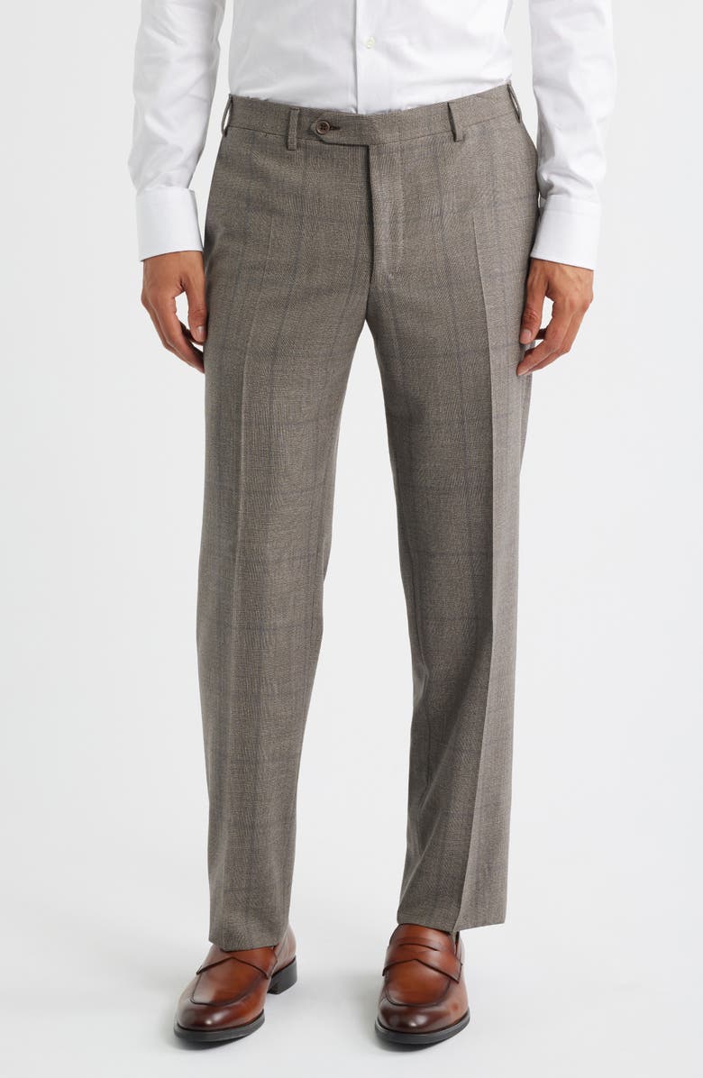 Canali Siena Regular Fit Brown Glen Plaid Impeccabile Wool Suit, Alternate, color, Beige