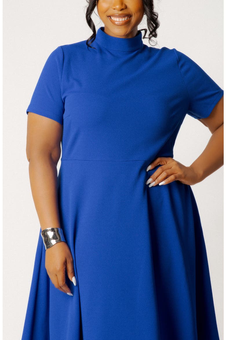 High Neck High-Low Midi Dress, Alternate, color, ROYAL BLUE