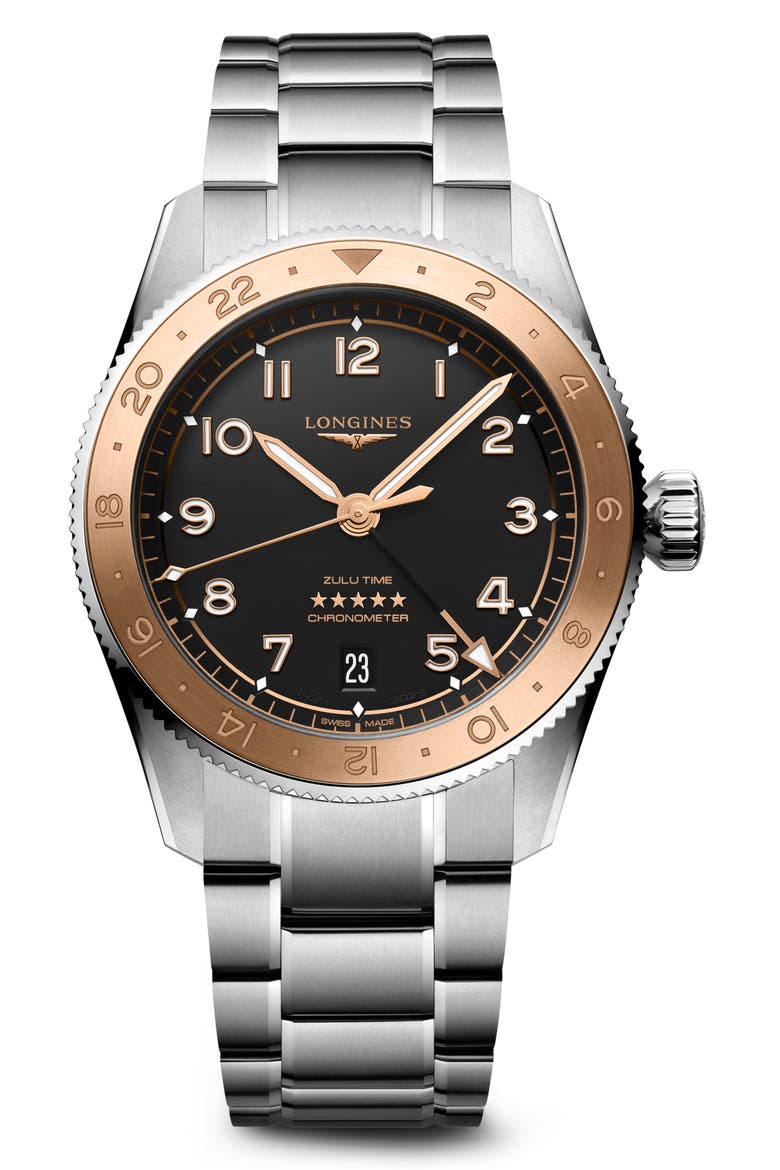 Spirit Zulu Time 1925 GMT Automatic Bracelet Watch, 39mm, Main, color, BLACK