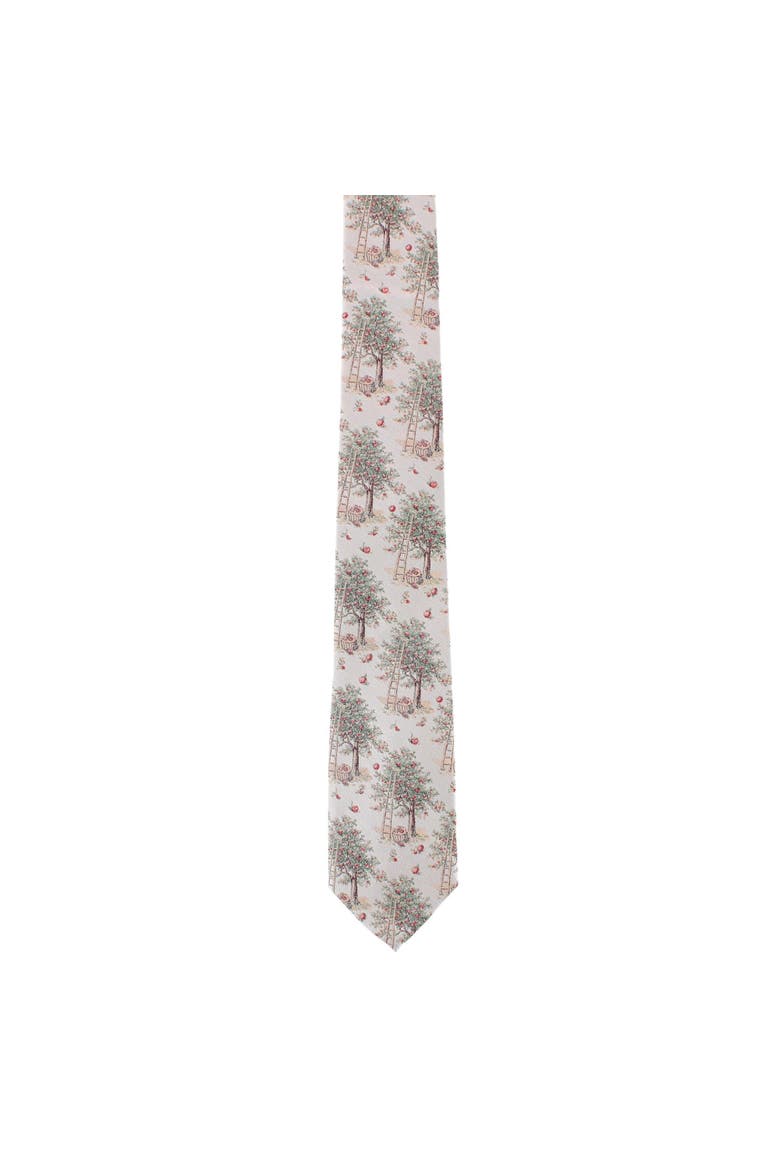 Fall Apple Orchard Silk Novelty Necktie, Alternate, color, Silver