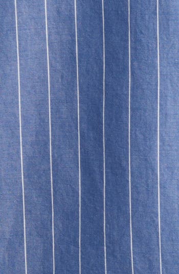 Pinstripe Short Sleeve Button-Up Work Shirt