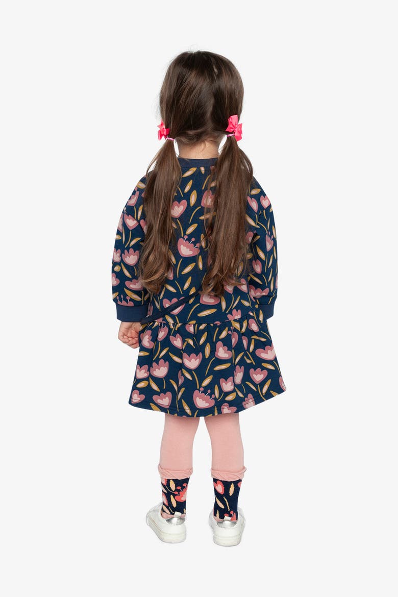 French Terry Raglan Sleeve Gathered Skirt Dress, Alternate, color, Blue Tulip Print