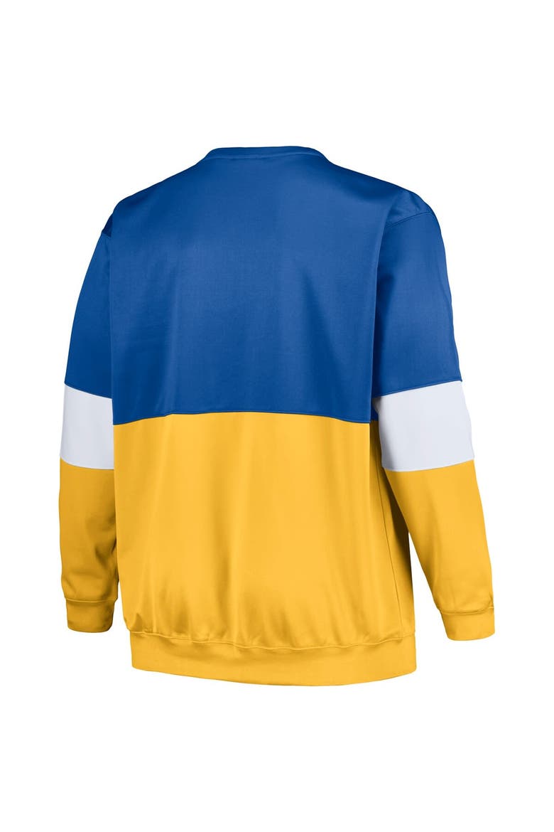 Men's Fanatics Branded Royal/Gold Golden State Warriors Big & Tall Split Pullover Sweatshirt, Alternate, color, Royal
