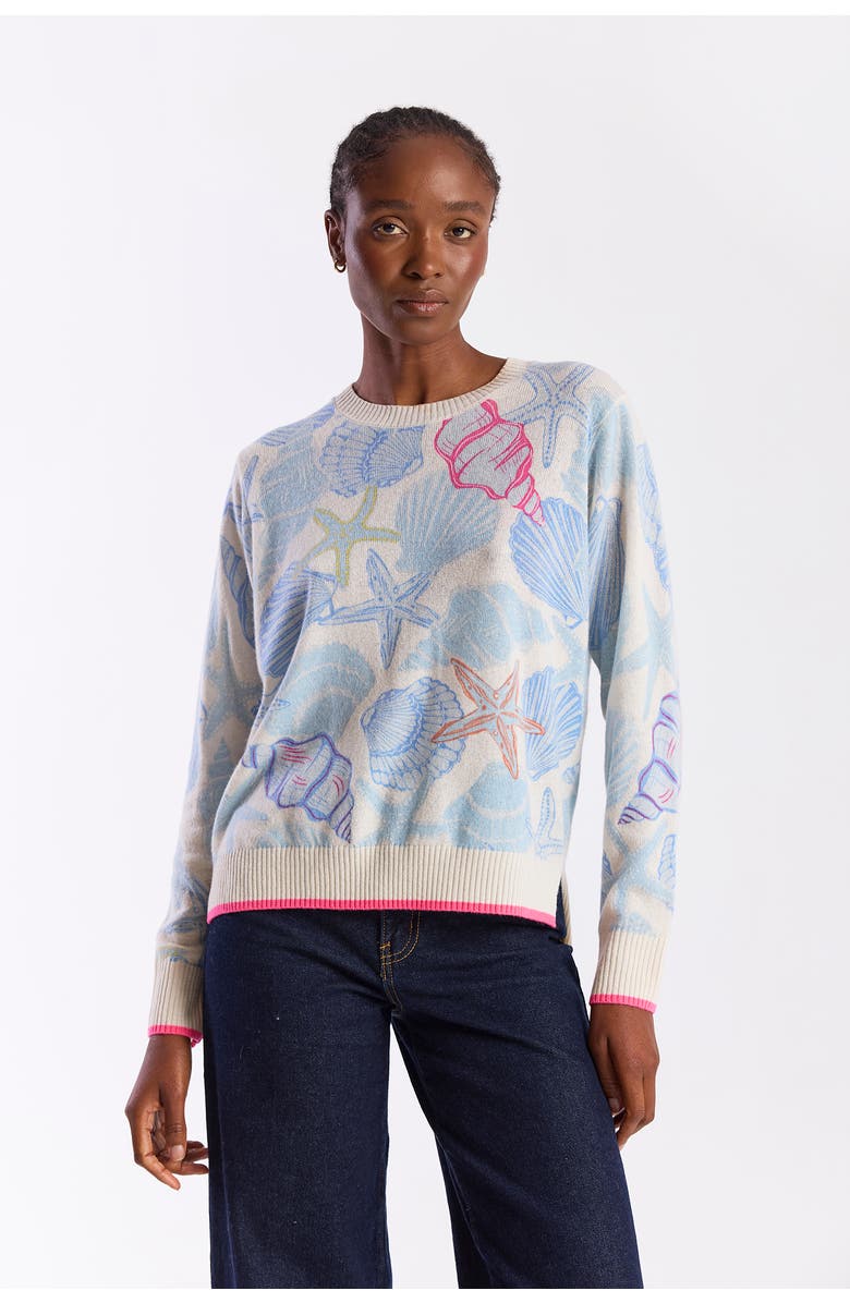 Brodie Pure Cashmere Scatter Shell 100% Cashmere Crew Sweater, Main, color, Organic White