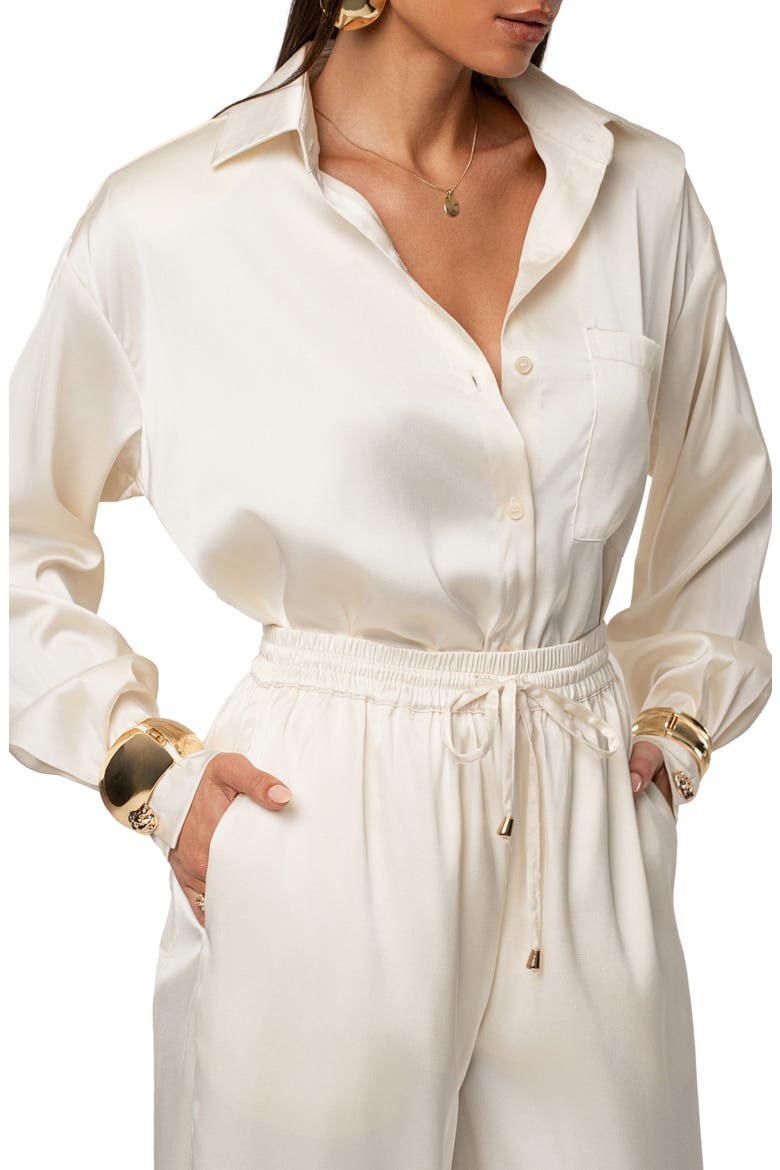 Island Ease Satin Shirt, Alternate, color, IVORY