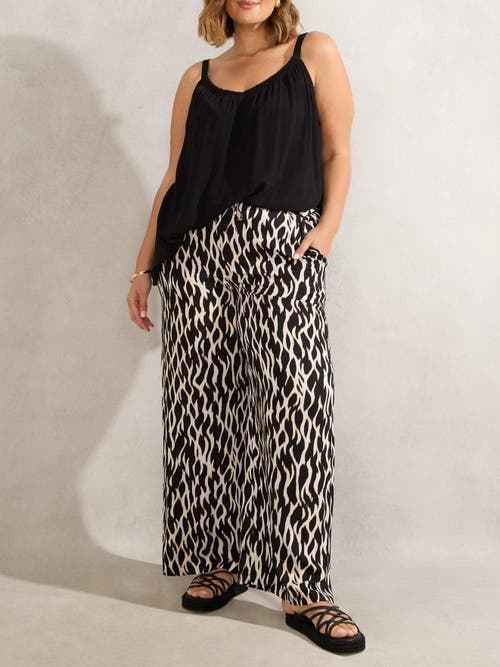 Live Unlimited Drawstring Waist Wide Leg Pants In Multi