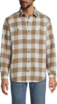 Lands' End Authentic Flannel Shirt with Corduroy Collar