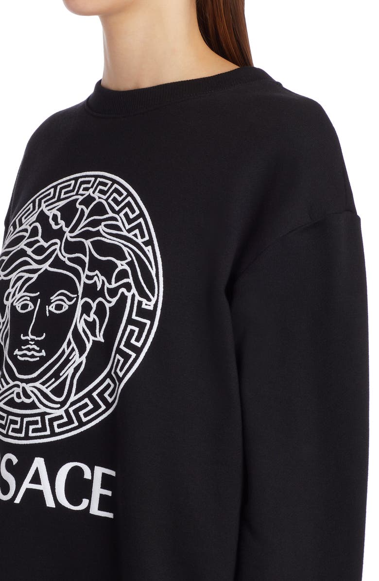 Versace Embroidered Medusa Logo Cotton Sweatshirt, Alternate, color, 