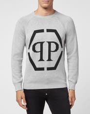 PHILIPP PLEIN Cotton Pullover Round Neck Ls Men