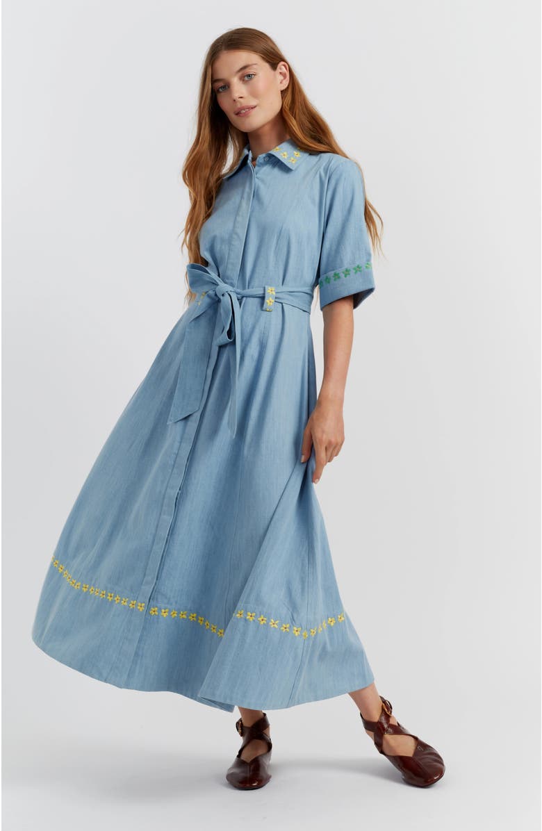 Chinti & Parker Chambray Buttercup Shirt Dress, Alternate, color, Spring Blue