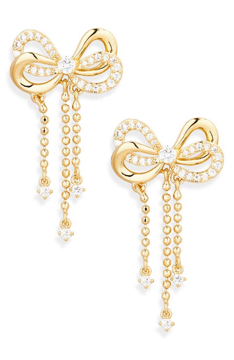 Chain Drop Bow Earrings