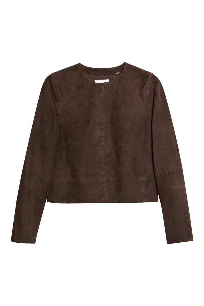 Crop Suede Jacket, Alternate, color, IRON