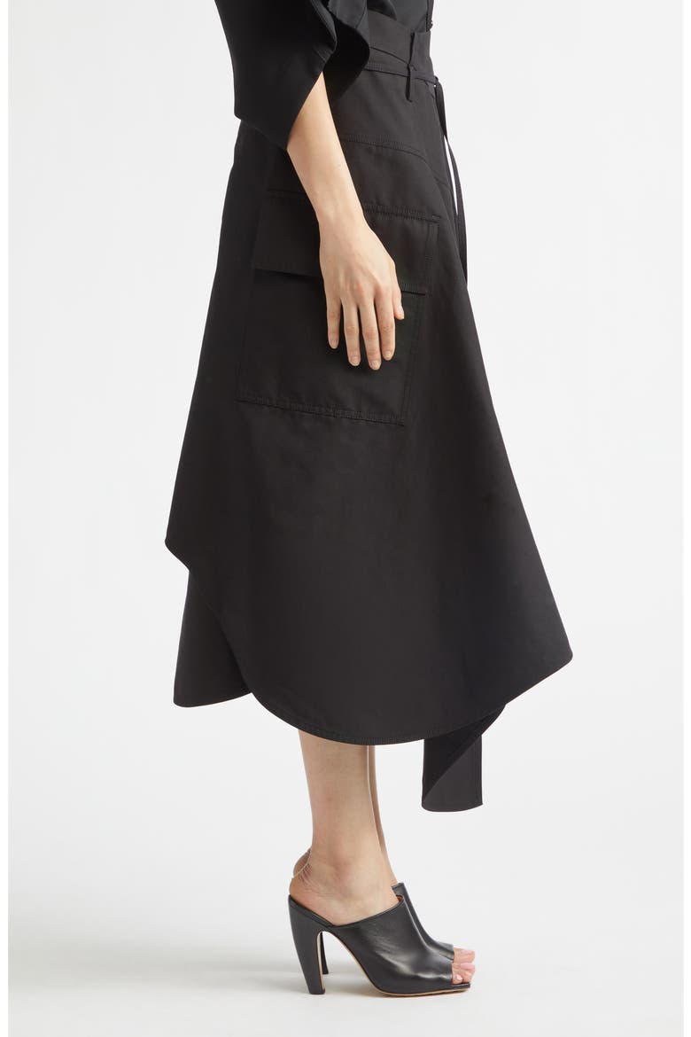 Asymmetric Compact Cotton Toile Wrap Skirt, Alternate, color, 1010 DOUBLE BLACK