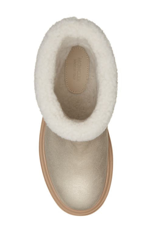 Moncler Aurea Shearling-trimmed Leather Ankle Boots In Metallic