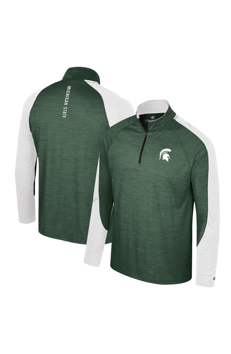 COLOSSEUM Men's Colosseum Green Michigan State Spartans Langmore Raglan Quarter-Zip Top, Main, color, Green