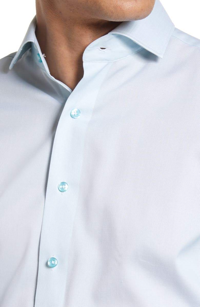 Lorenzo Uomo Trim Fit Textured Microgrid Dress Shirt, Alternate, color, Mint