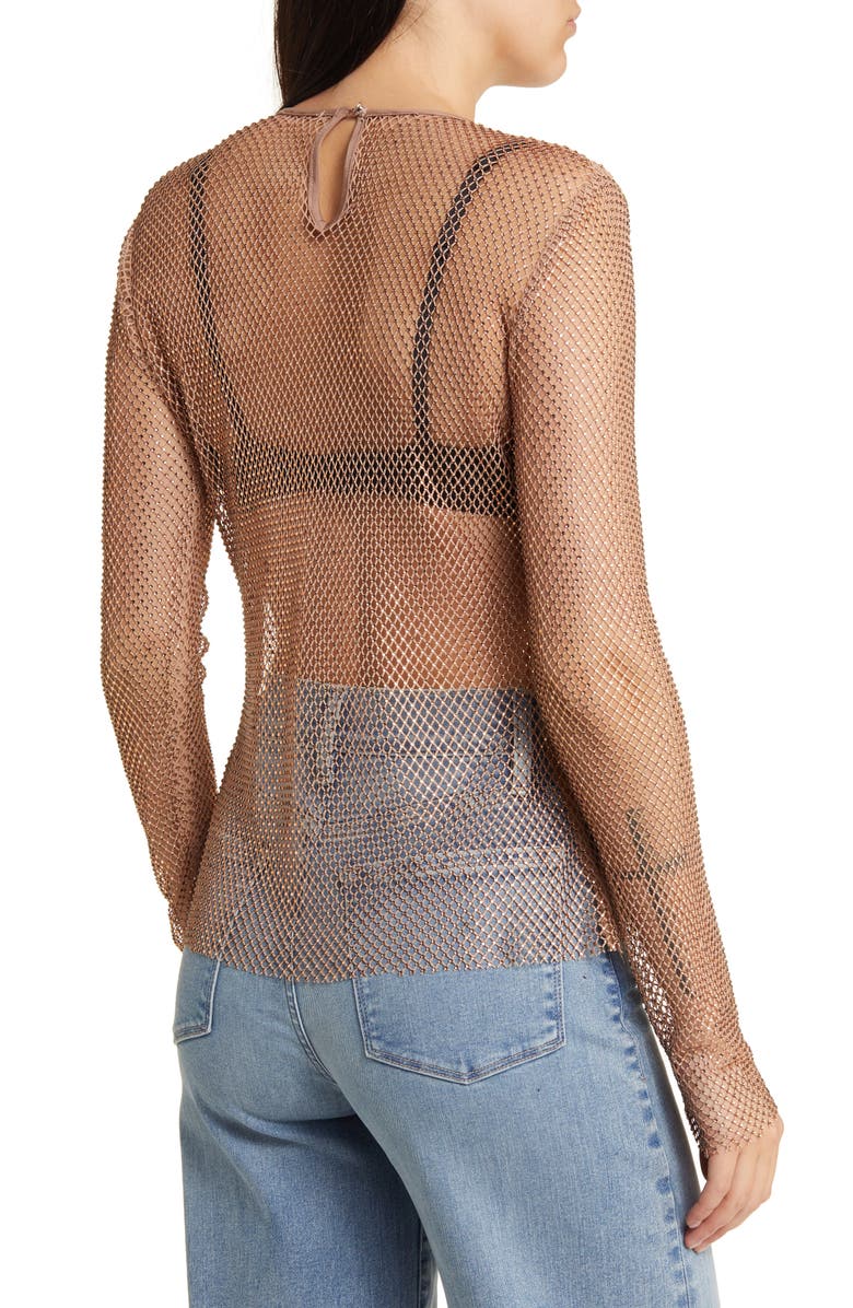 WAYF Mika Metallic Mesh Long Sleeve Top, Alternate, color,