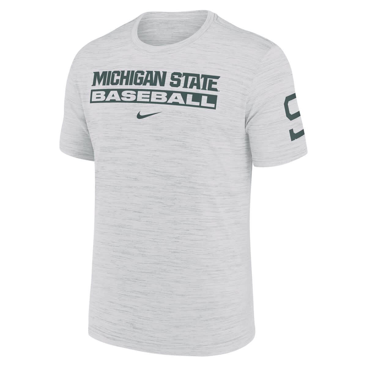 Men's Nike Ash Michigan State Spartans Velocity Baseball Wordmark Stack Performance T-Shirt - image 2