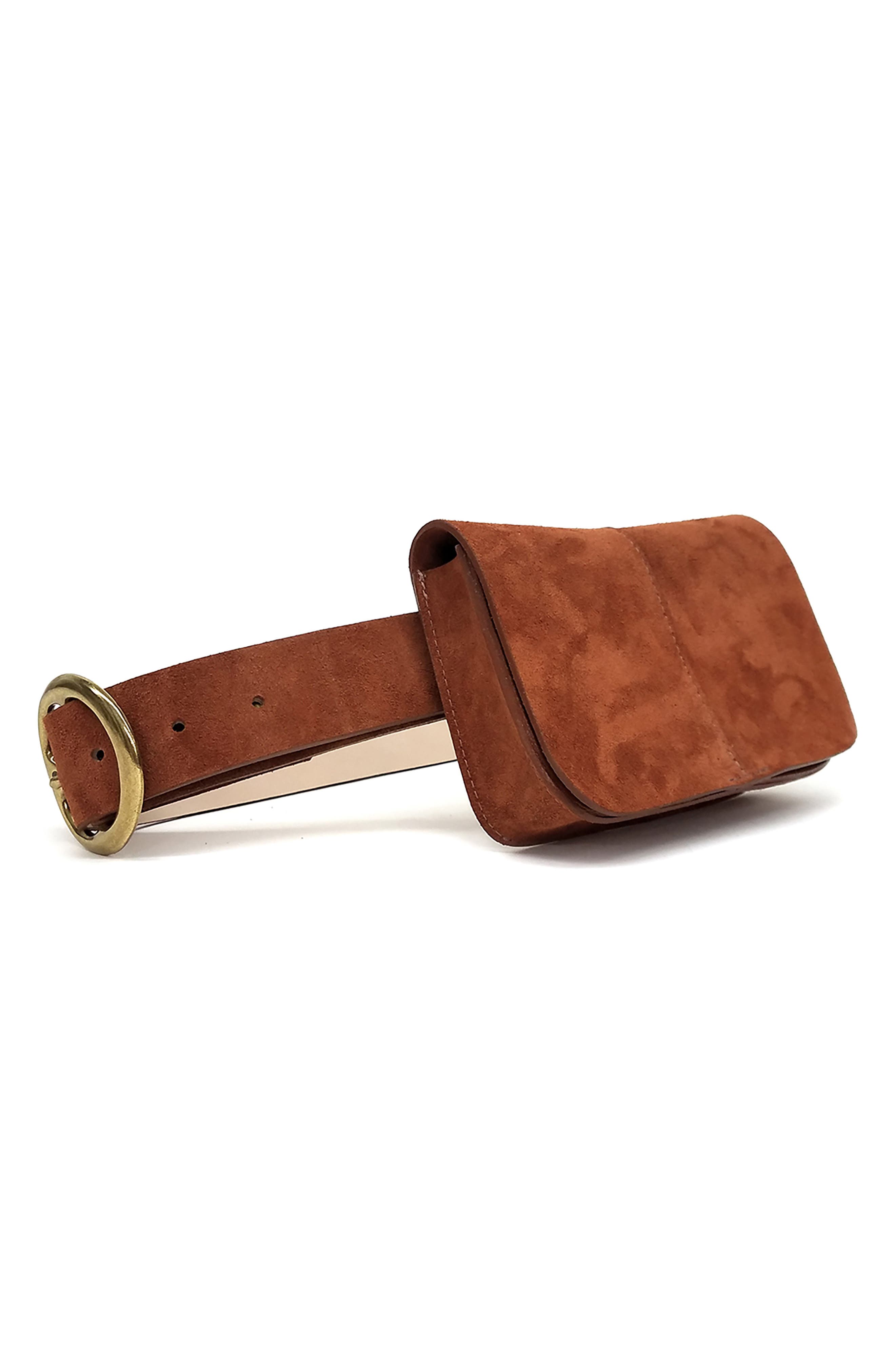 Sidney Suede Belt Bag, Main, color, COGNAC/ BRASS
