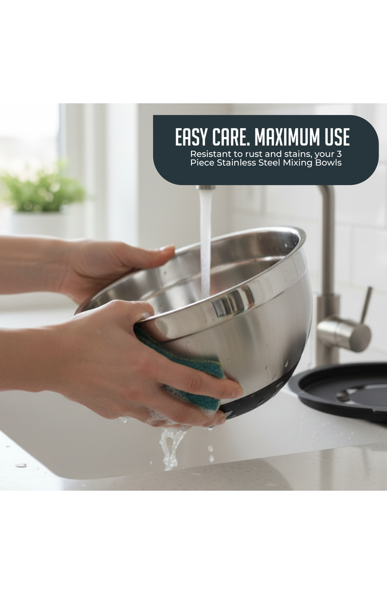 Luminuxe Durable Stainless Steel Nesting Mixing Bowl Set 5-Piece, Alternate, color,