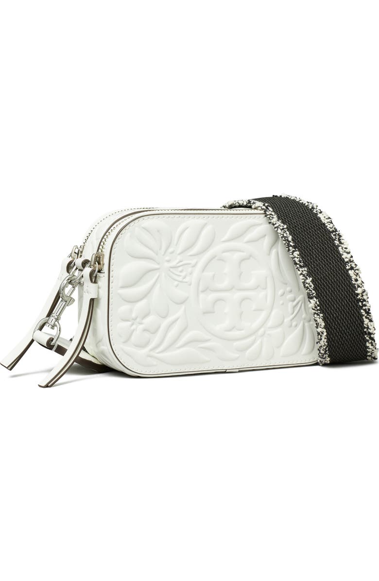 Tory Burch Miller Floral Embossed Mini Leather Crossbody Bag, Alternate, color,