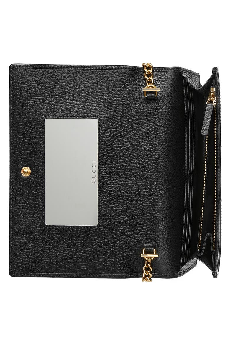 Petite Leather Wallet on a Chain, Alternate, color, NERO