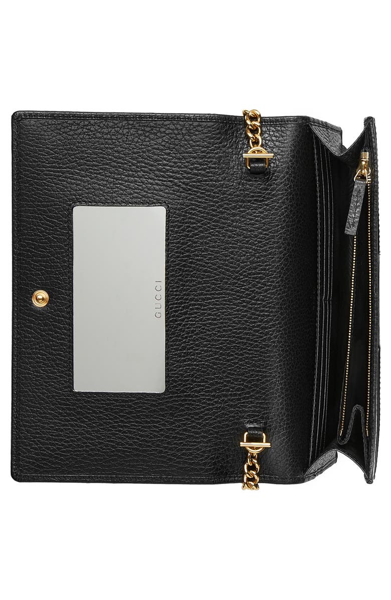 Gucci Petite Leather Wallet on a Chain, Alternate, color,