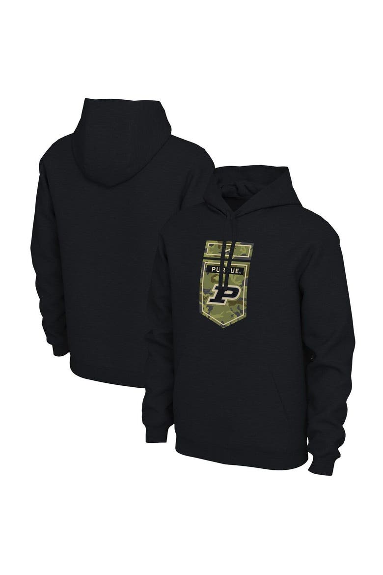 Men's Nike Black Purdue Boilermakers Veterans Camo Pullover Hoodie, Main, color, Black