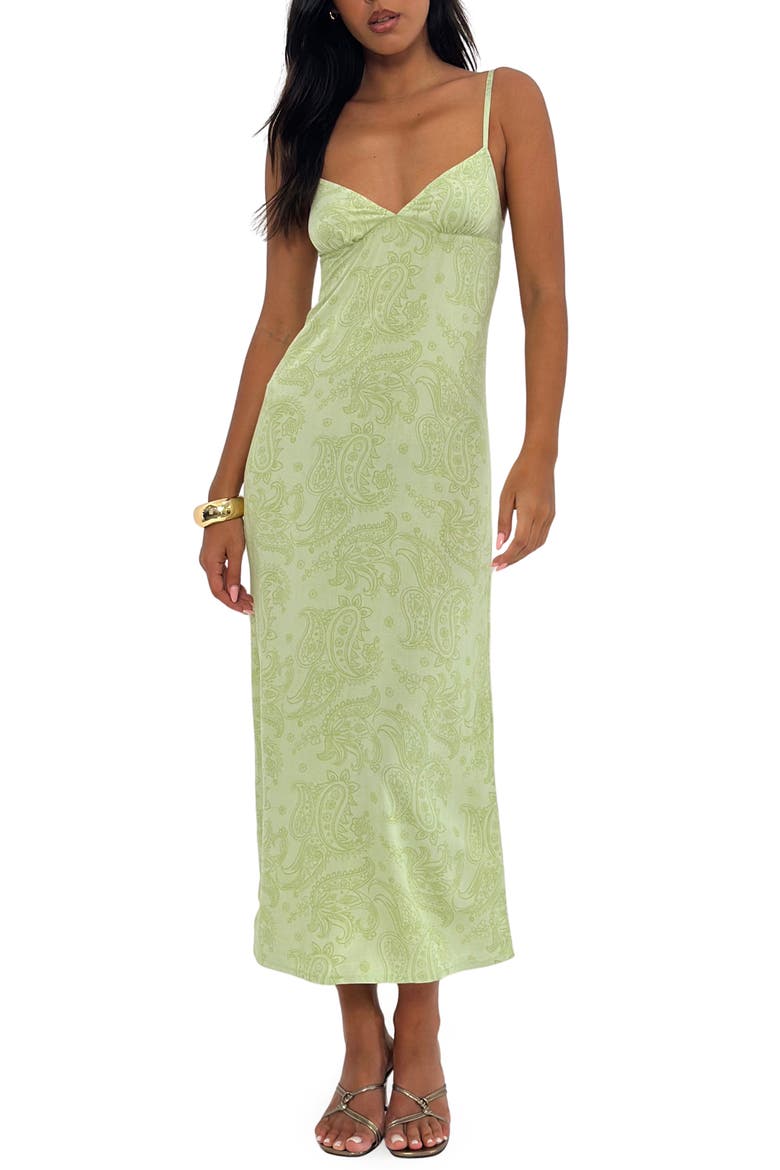 Sastra Paisley Midi Slipdress, Main, color, RETRO PAISLEY LIME