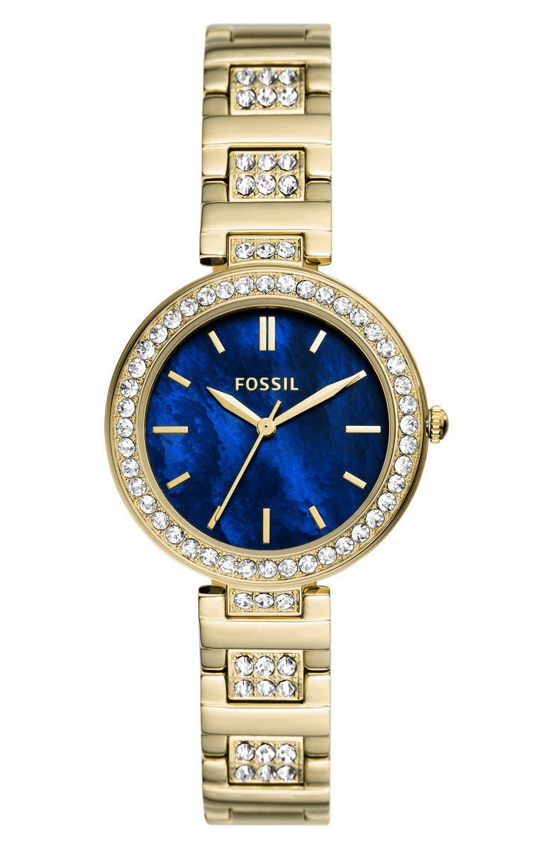 Fossil Karli Crysta Embellished Three-Hand Quartz Bracelet Watch, 32mm, Alternate, color,