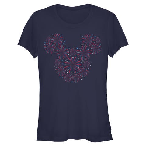 Junior's Mickey & Friends Fireworks Logo  Graphic T-Shirt