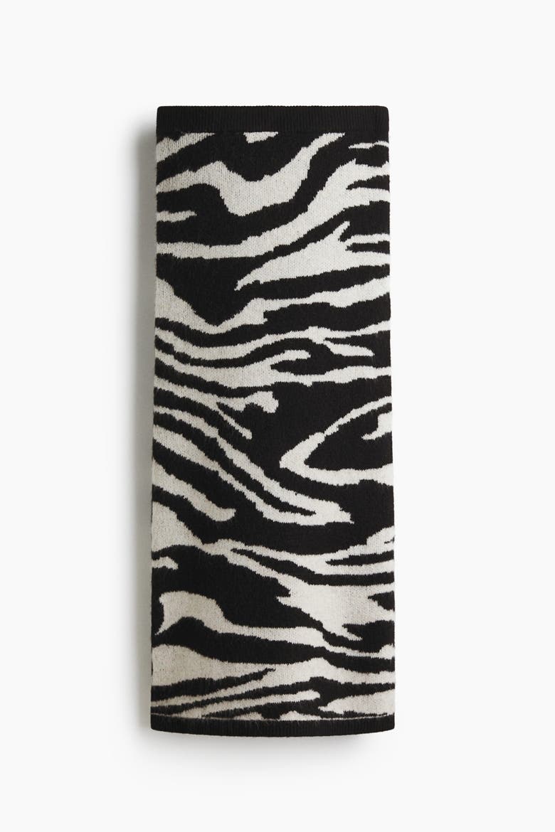 Jacquard-knit Skirt, Alternate, color, Black/zebra print