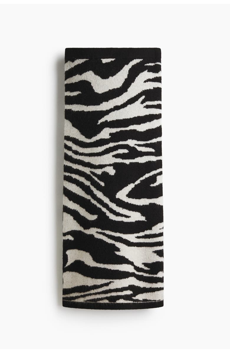 H&M Jacquard-knit Skirt, Alternate, color, Black/Zebra Print